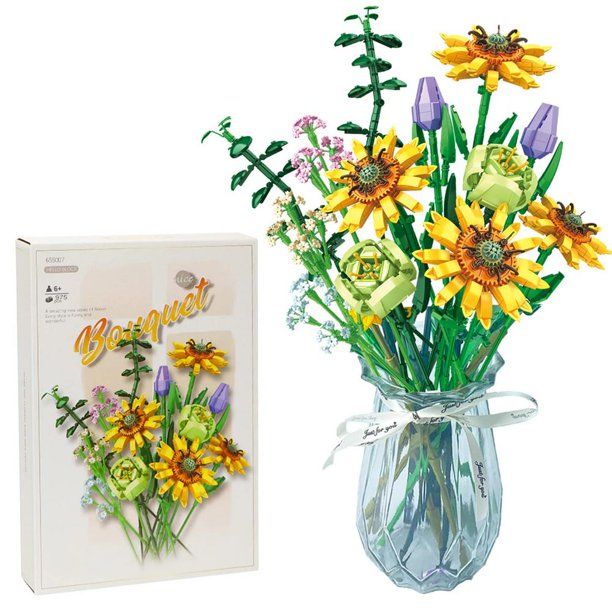 Flower Building Bricks 881PCS Artificial Bouquet Blocks Compatible with Most Brands for Adults Teens