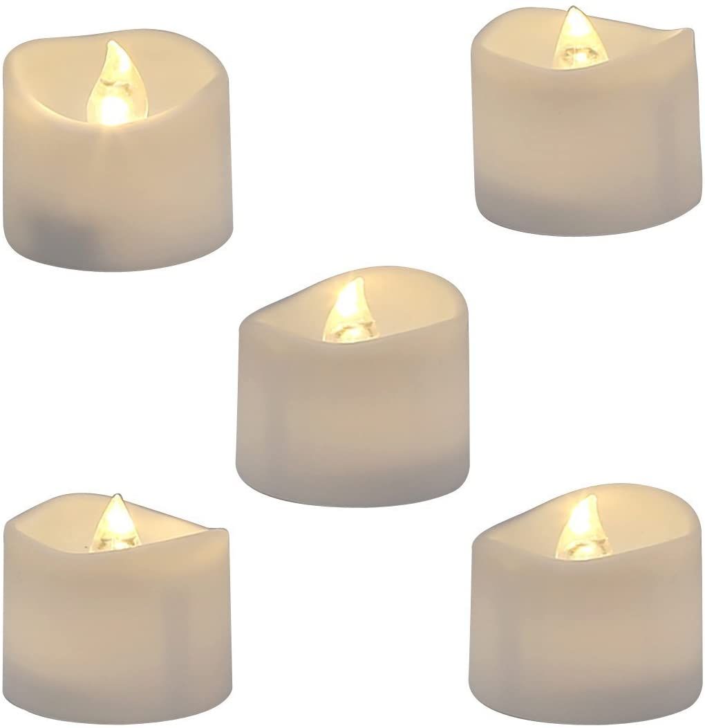 Halloween Flameless Tea Lights Candles,12 pcs Flickering Tealights with Warm White Light for Christmas,Wedding,Valentine's Day,