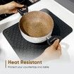 Silicone Dish Drying Mats for Kitchen Counter 16x12 inches Non-Slip Sink Mat, Heat Resistant Hot Pot Holder 2 Pack Black