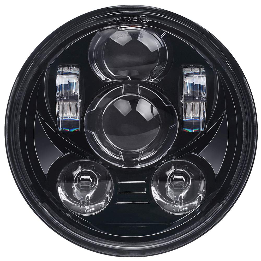 5.75 inch LED Motorcycle Headlight Compatible with Harley Davidson 883 Sportster Iron Dyna Street Bob Headlamp -Black