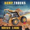 1:24 9CH RC Alloy Dump Truck Car Engineering Vehicle Forklift Heavy Excavator Remote Control Car Toys for Boys Children's Gifts