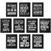10 Pieces Inspirational Wall Posters Motivational Quote Posters Positive with 80 Glue Point Dots Decorations Black White,20x25cm