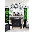 Luminous Halloween Porch Sign for Frontdoor Window Deocration Thrilling Banner with Glowing Green Skeleton at Night Add Terrorist