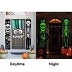 Luminous Halloween Porch Sign for Frontdoor Window Deocration Thrilling Banner with Glowing Green Skeleton at Night Add Terrorist