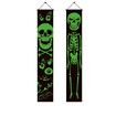 Luminous Halloween Porch Sign for Frontdoor Window Deocration Thrilling Banner with Glowing Green Skeleton at Night Add Terrorist