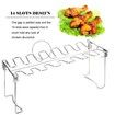 Chicken Leg Wing Rack 14 Slots Stainless Steel Metal Roaster Stand with Drip Tray for Smoker Grill or Oven Dishwasher Safe, Non-Stick, Great for BBQ, Picnic