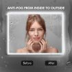 LUXSUITE Bathroom Mirror Smart Fogless LED Rectangular Wall Mounted for Shower Vanity Salon 80X60cm