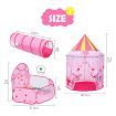 Kids Teepee Pop Up Tent 3 In 1 Playhouse Ball Pit Crawl Tunnel Basketball Hoop Playground Activity Centre Princess Castle