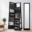 Jewellery Organiser Makeup Storage Cabinet Mirror Armoire 360 Degree Rotating Wood Necklace Earring Ring Holders