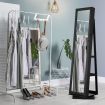 Jewellery Organiser Makeup Storage Cabinet Mirror Armoire 360 Degree Rotating Wood Necklace Earring Ring Holders