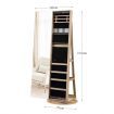 Jewellery Organiser Cabinet Makeup Storage Mirror 360 Degree Rotatable Armoire Ring Necklace Earring Holders Wood