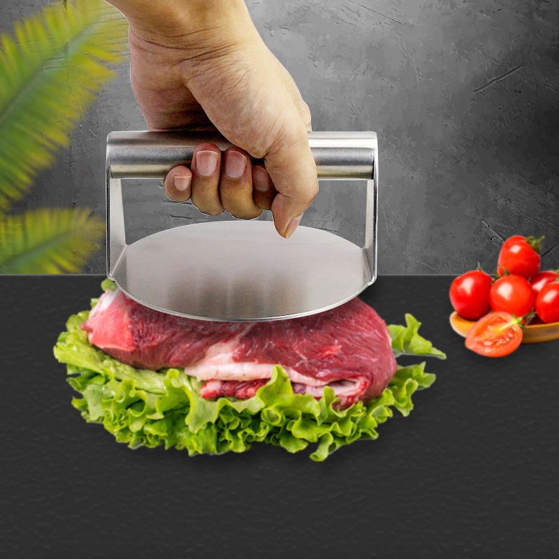 Stainless Steel Non-Stick Hamburger Meat Press with Handle Grill Press for Delicious Hamburger Patties Bacon BBQ Easy to Clean