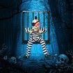 Halloween Animatronic Scary Toys, Motion Sensor Hanging Skeleton Toy, Caged Prisoner, Haunted House Decorations, Halloween Props