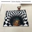 3D Vortex Optical Illusion Rug Round Carpet Clown Doormat for Lvining Bedroom Black White Plaid 3D Visual(50*80cm)