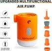 Portable Air Pump Electric Air Pump Rechargeable Battery Air Mattress Pump Ultralight Inflator with Led Light (Orange)