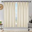 2X Grommet Blackout Curtains Thermal Insulated Noise Reducing Light Blocking Room Darkening Curtains for Living Room, BEIGE,107x213cm