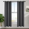 2X Grommet Blackout Curtains Thermal Insulated Noise Reducing Light Blocking Room Darkening Curtains for Living Room, Grey,107x213cm
