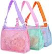 Beach Toy Mesh Beach Bag Kids Shell Collecting Bag Beach Sand Toy Seashell Bag for Holding Swimming Accessories for Boys and Girls(Only Bags,A Set of 3 )