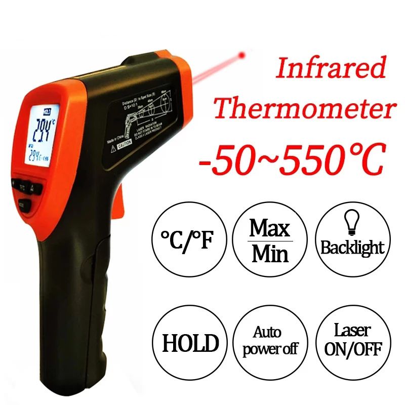Laser Non-contact Digital Thermometer Pyrometer for Home Kitchen BBQ Oven Meat Confectionery Boiler Bath Water Temperature Meter