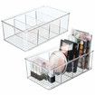 2pcs Kitchen Bathroom Makeup Organizers Storage Box with 4 Compartments for Makeup, Cabinet and Refrigerator More in Plastic