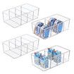 2pcs Kitchen Bathroom Makeup Organizers Storage Box with 4 Compartments for Makeup, Cabinet and Refrigerator More in Plastic