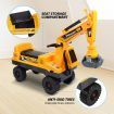 2in1 Excavator Toy Kid Ride on Digger Crane Electric Bulldozer Loader Car Truck Educational Scooter with Music