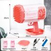 Bubble Gun Rocket Toy Machine Blower Soap Water Maker Launcher Best Gift for Kids Party LED Light Lithium Pink