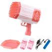 Bubble Gun Rocket Toy Machine Blower Soap Water Maker Launcher Best Gift for Kids Party LED Light Lithium Pink