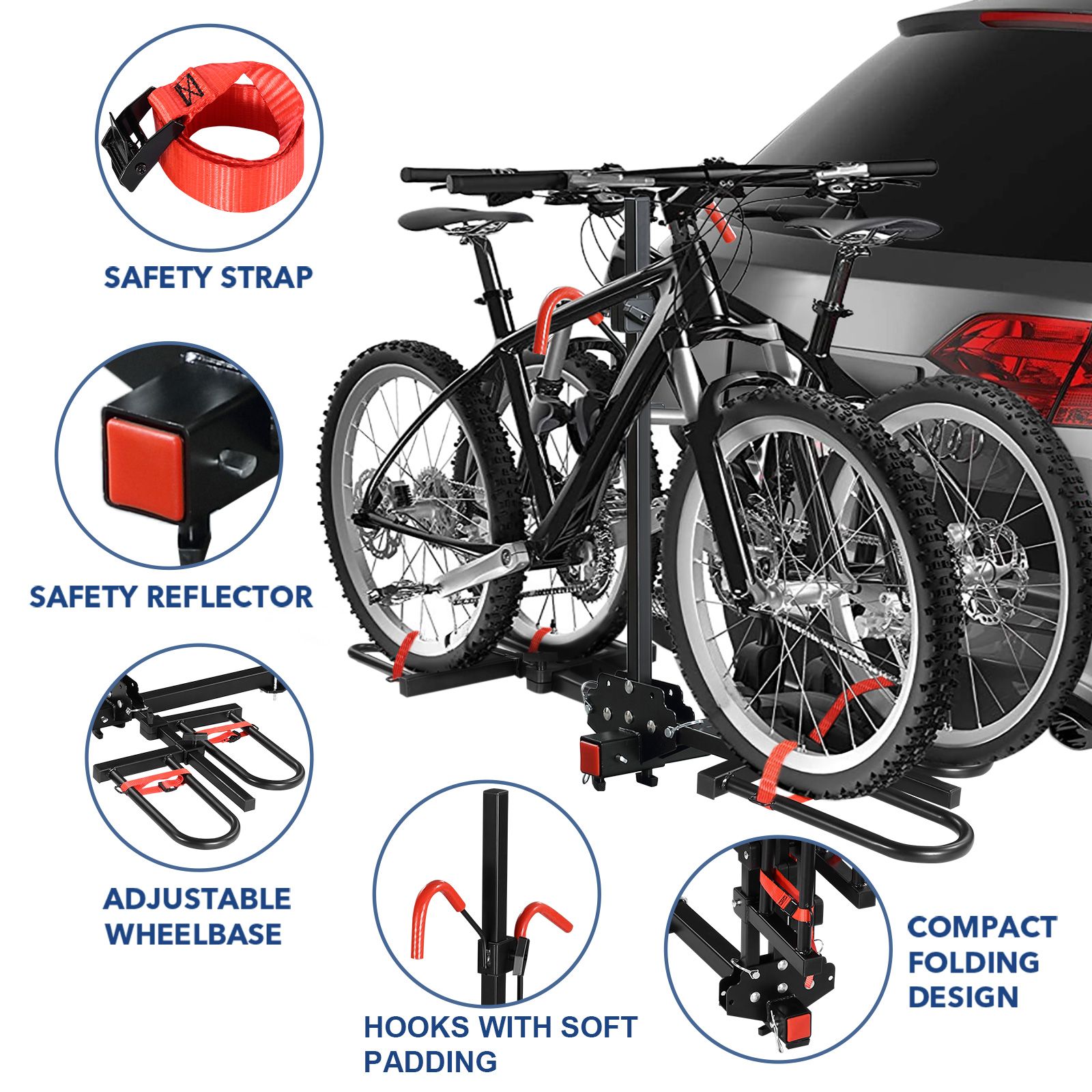 2 E Bike Rack Electric Bicycle Carrier Hitch Rear Platform for Car SUV