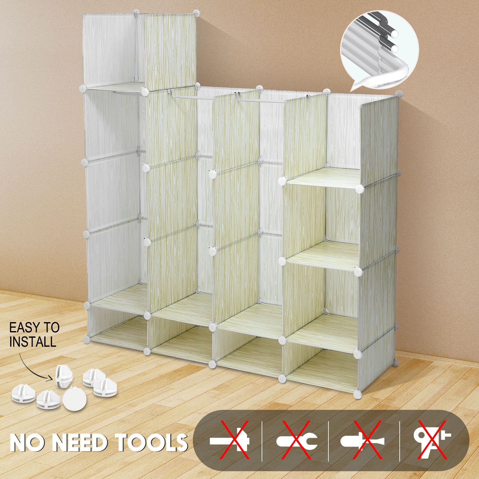 DIY Plastic Wardrobe Toy Rack Box Book Shelf Cupboard Closet Organizer