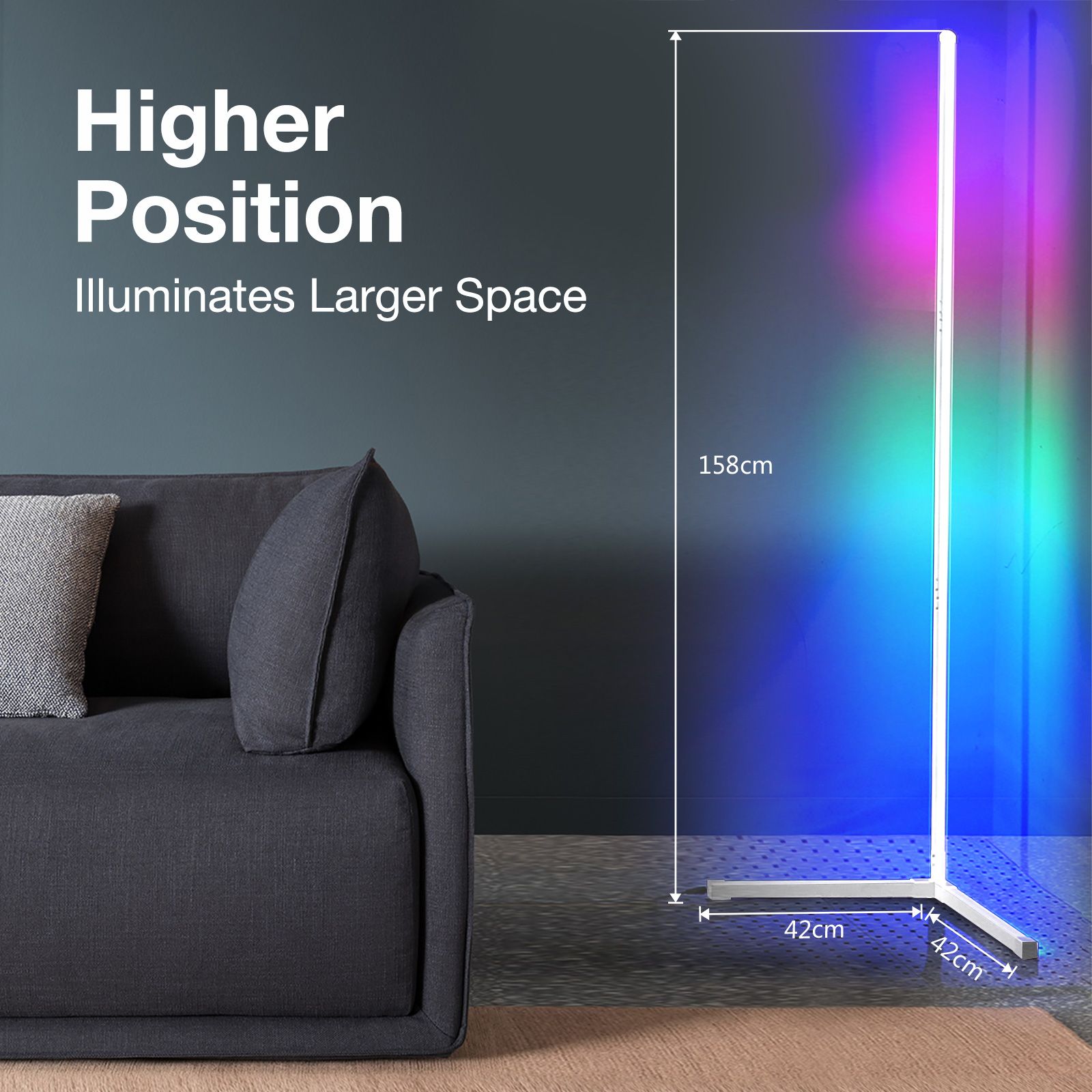 RGB LED Floor Lamp Corner Light Standing Lighting Remote Control for
