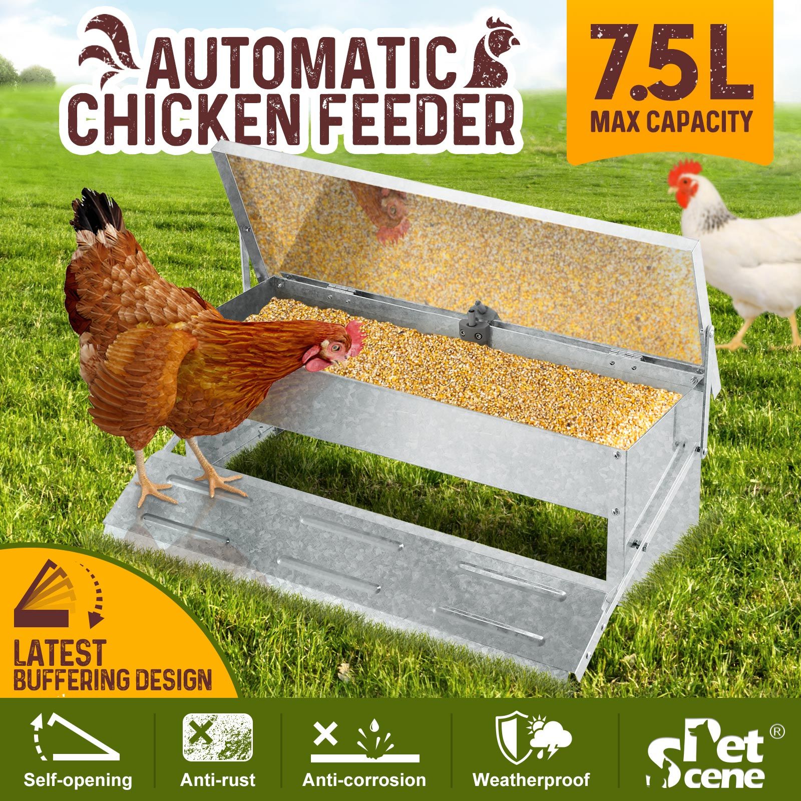 Chicken Feeder Auto Poultry Feeding Equipment Rat Bird Proof Waterproof ...