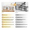Pet Safety Gate 4 Panel Puppy Playpen Wood Enclosure Security Fence Freestanding Dog Stair Doorway Tall Barrier with Door Indoor Foldable