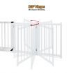 Pet Safety Gate 4 Panel Puppy Playpen Wood Enclosure Security Fence Freestanding Dog Stair Doorway Tall Barrier with Door Indoor Foldable
