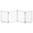 Pet Safety Gate 4 Panel Puppy Playpen Wood Enclosure Security Fence Freestanding Dog Stair Doorway Tall Barrier with Door Indoor Foldable