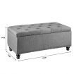 Grey Fabric Ottoman Shoe Bench Upholstered Footrest Stool Rectangle Coffee Table Entryway Toy Box Chest Storage Cube 100cm