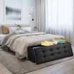 Black Ottoman Bench Folding Upholstered Footrest Stool Rectangle Coffee Table Entryway Storage Cube Chest Toy Box 109cm