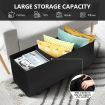 Black Ottoman Bench Folding Upholstered Footrest Stool Rectangle Coffee Table Entryway Storage Cube Chest Toy Box 109cm