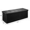 Black Ottoman Bench Folding Upholstered Footrest Stool Rectangle Coffee Table Entryway Storage Cube Chest Toy Box 109cm