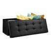 Black Ottoman Bench Folding Upholstered Footrest Stool Rectangle Coffee Table Entryway Storage Cube Chest Toy Box 109cm