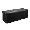 Black Ottoman Bench Folding Upholstered Footrest Stool Rectangle Coffee Table Entryway Storage Cube Chest Toy Box 109cm