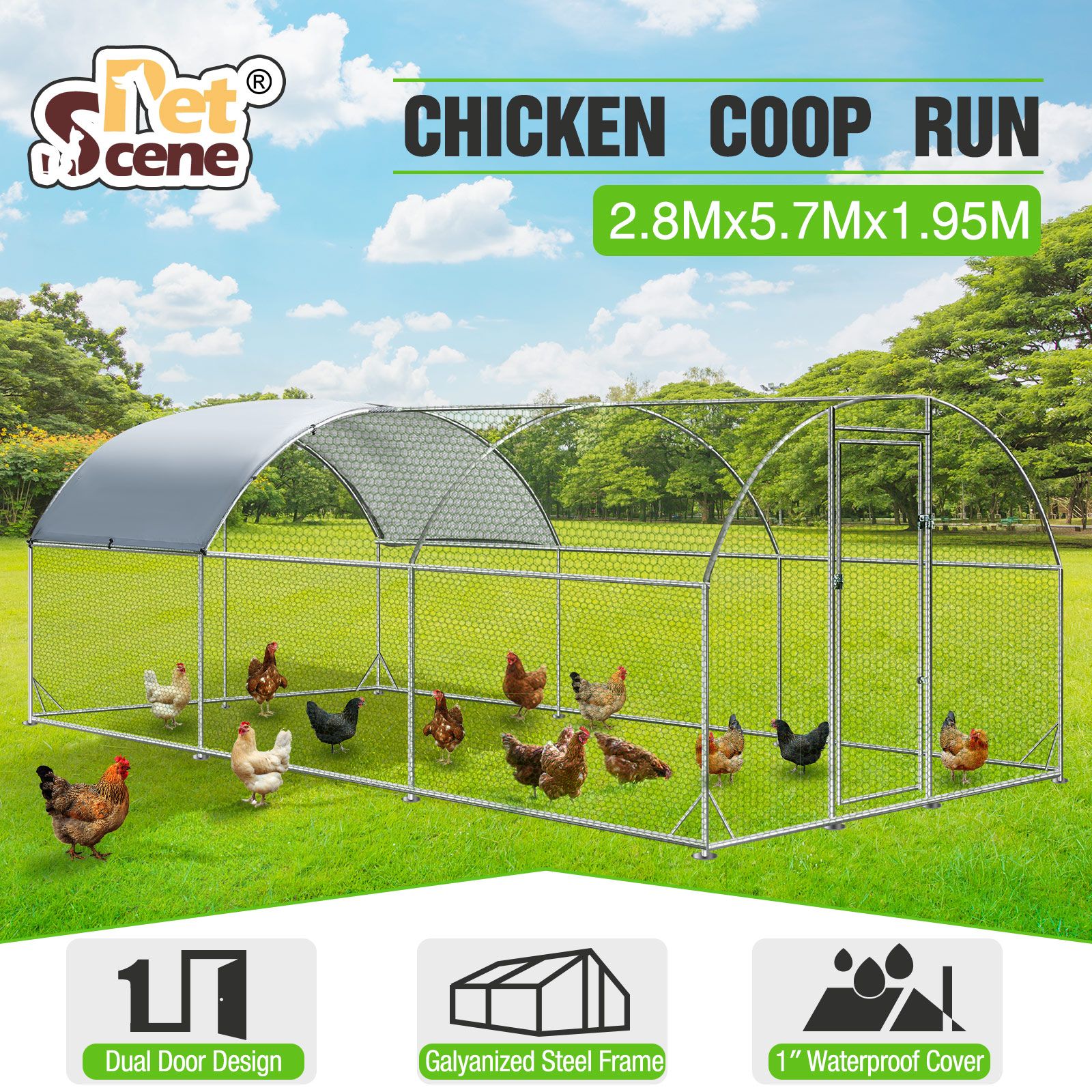 Chicken Run Coop Walk In Chook Shelter Pen Rabbit Hutch Dog Cat Enclosure Bird Cage Extra Large