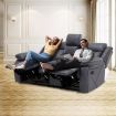 2 Seater Sofa Recliner Chair Armchair Couch Lounge Living Room Chairs Microfiber PP Adjustable Footrest Headrest Grey