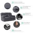 2 Seater Sofa Recliner Chair Armchair Couch Lounge Living Room Chairs Microfiber PP Adjustable Footrest Headrest Grey