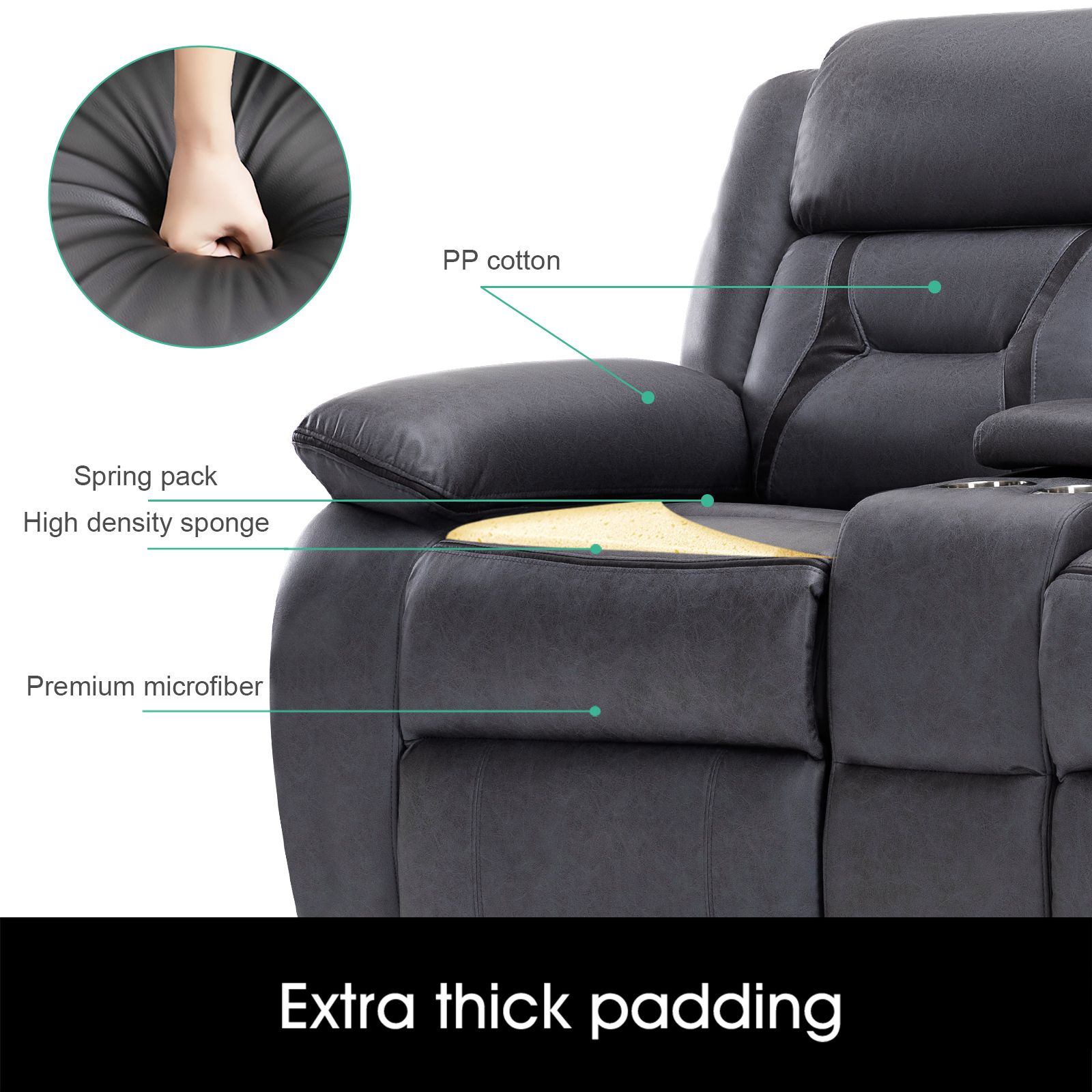 2 Seater Sofa Recliner Chair Armchair Couch Lounge Living Room Chairs