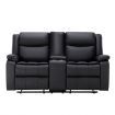 2 Seater Recliner Sofa Armchair Lounge Chairs Couch PU Leather Adjustable Footrest Backrest Living Room Bedroom Black
