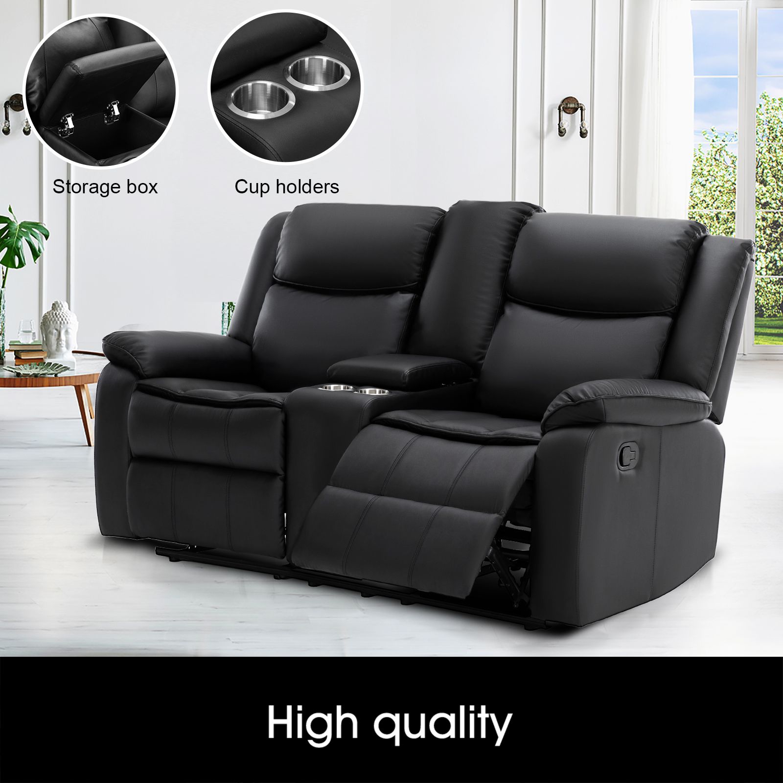 2 Seater Recliner Sofa Armchair Lounge Chairs Couch PU Leather