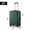 3 Piece Luggage Set Hard Carry On Travel Suitcases Trolley Lightweight with TSA Lock and 2 Covers Green
