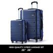 2 Piece Luggage Set Travel Suitcases Carry On Lightweight Hard Trolley TSA Lock Navy Blue