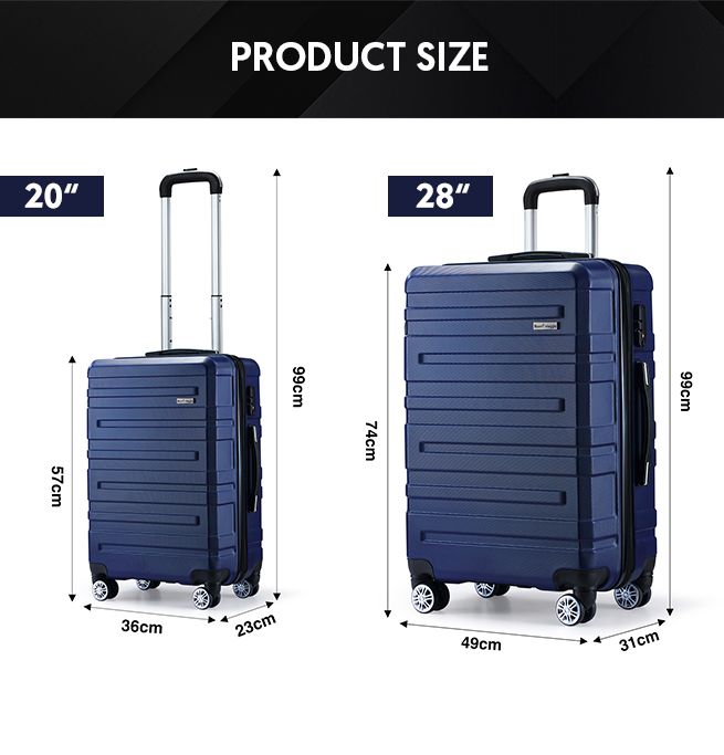 2 Piece Luggage Set Travel Suitcases Carry On Lightweight Hard Trolley ...